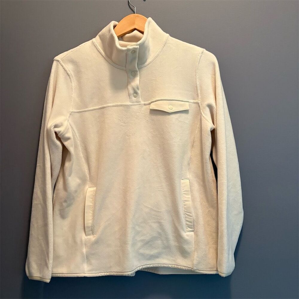 *3/$15 32 Degrees Women's Ivory Fleece Pullover M Snap Button Warm Top - Picture 1 of 11